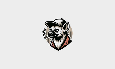 hyena wearing hat and smoking vector mascot design