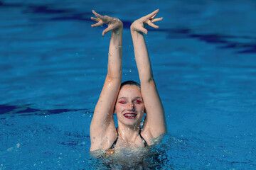 Art of solo synchronized swimming with a mesmerizing training session, blending precision and...