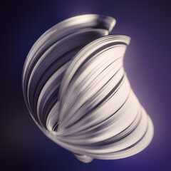 Shiny metallic twisted sphere on dark background. 3d rendering digital illustration