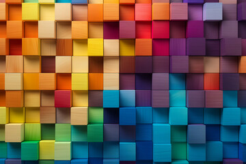 Spectrum of multi-colored wooden blocks. Background or cover for something creative, diverse