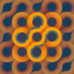 A pattern of interlocking circles. 3d rendering digital illustration