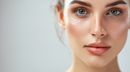 face contour correction, female face skin lifting. Facial rejuvenation concept, cosmetology