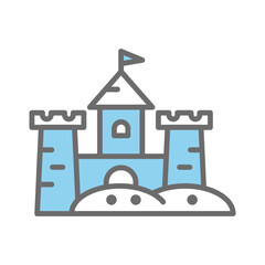 Sand castle icon vector on trendy design