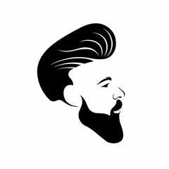 Silhouette of a man's head with a hairstyle on a white background. Logo for barbershop. Vector illustration