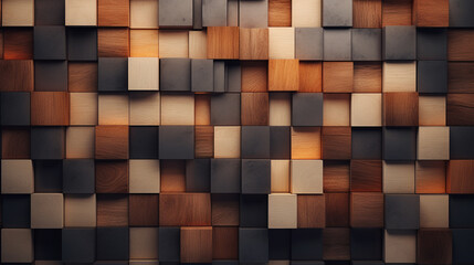 A wall made of cubes of different materials
