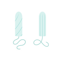 A set of tampons on a white background is an element of feminine hygiene during menstruation. Vector illustration