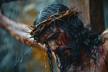 Jesus in Agony: A Gritty Depiction of the Crucifixion Inspired by Matthew 27:29