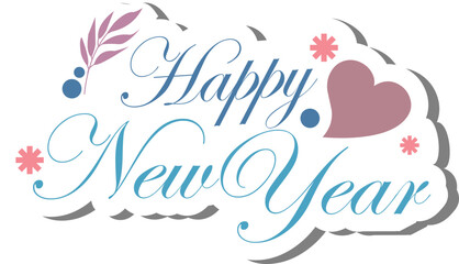 Decorative Text Happy New Year Stikcer