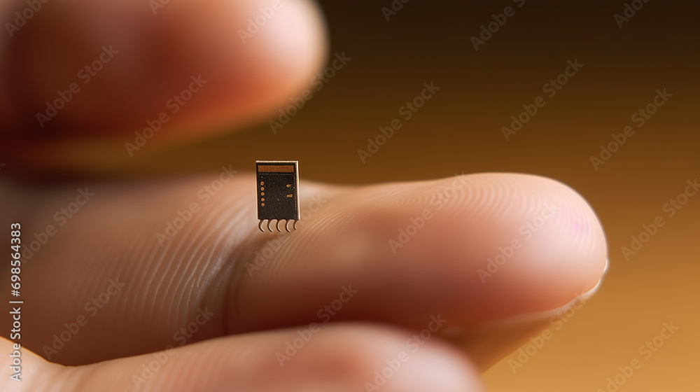 Poster man with microchip leads in ai development