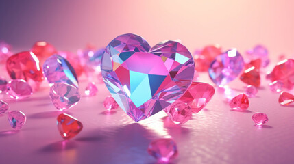 Crystal colorful hearts