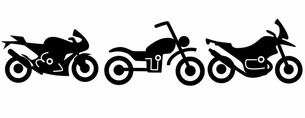 set of motorbike silhouettes, on a white background