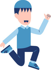 Character Of Happy Muslim Boy