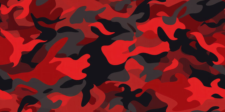 Red camouflage background, endless surface pattern, expandable, tile