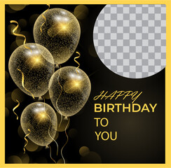 Celebration background with confetti and gold balloons © MdAftab