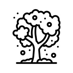 Snowy tree icon set style collection in line, solid, flat, flat line style on white background