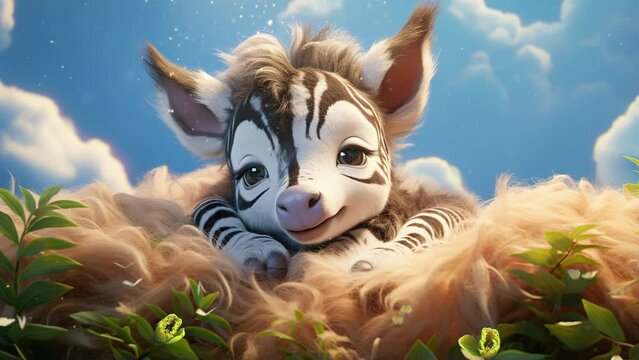 Lullabies Cute Baby Zebra. Best Loop Video Background For Lullabies.