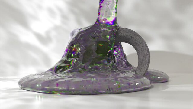 A 3D rendered fluid eruption encased in a stone ring, against a soft-shadowed background.