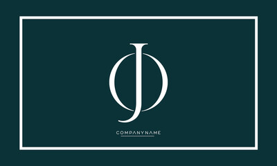 Alphabet letters OJ or JO logo monogram
