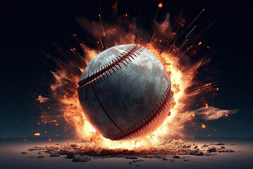 3d illustration compositing effect explosion baseball
