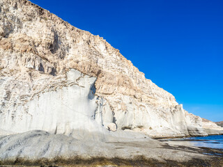 Fototapeta na wymiar Curious rock cliffs close to Enmedio cove in Cabo de Gata, Spain