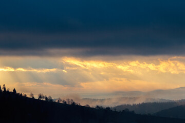 Serenity in rural countryside panorama.
