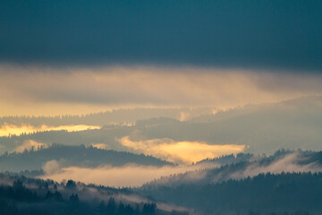 Serenity in rural countryside panorama.