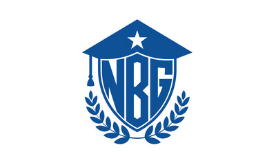 NBG three letter iconic academic logo design vector template. monogram, abstract, school, college, university, graduation cap symbol logo, shield, model, institute, educational, coaching canter, tech