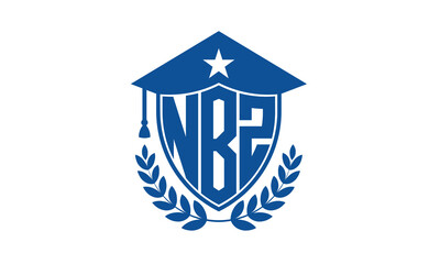 NBZ three letter iconic academic logo design vector template. monogram, abstract, school, college, university, graduation cap symbol logo, shield, model, institute, educational, coaching canter, tech