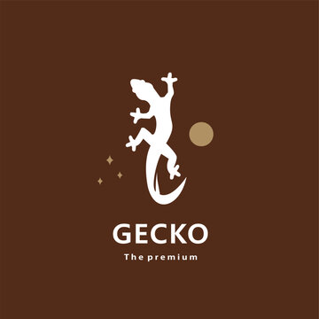 animal gecko natural logo vector icon silhouette retro hipster