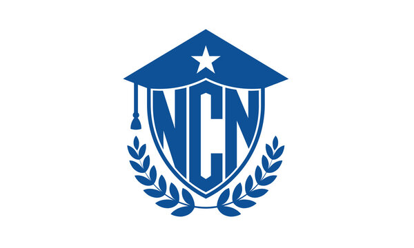 NCN three letter iconic academic logo design vector template. monogram, abstract, school, college, university, graduation cap symbol logo, shield, model, institute, educational, coaching canter, tech