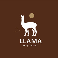 animal llama natural logo vector icon silhouette retro hipster