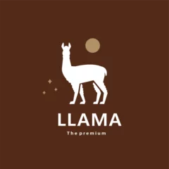 Plexiglas foto achterwand animal llama natural logo vector icon silhouette retro hipster © Artoniumw