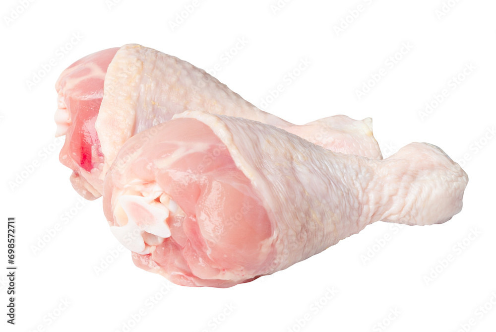 Wall mural Raw Chicken Drumsticks Isolated, Uncooked Poultry Legs, Fresh Hen Meat, Fresh Chicken Drumstick