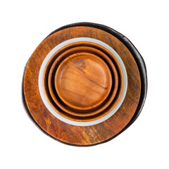 Bowl Stack Isolated, Stacked Dishes, Various Bowls Pile, Wooden and Ceramic Tableware