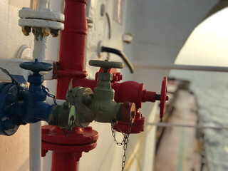 Closeup view of fire hydrant valve