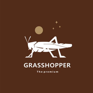 animal grasshoper natural logo vector icon silhouette retro hipster