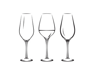 Wine Glass Ensemble: Vector Set of Elegant Glassware