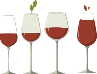 Celebration Elegance: Vector Set of Stylish Wine Glasses