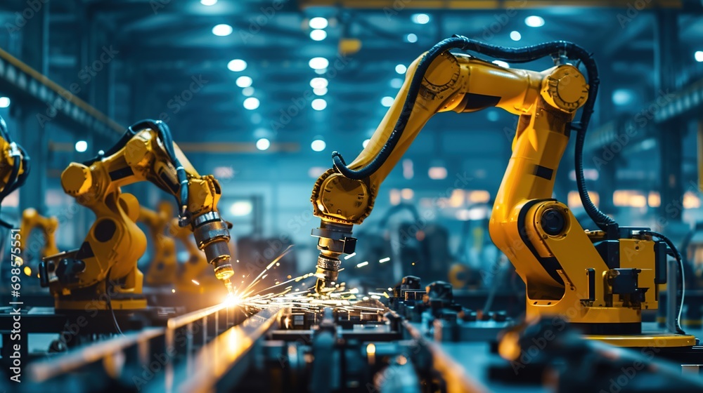 Poster welding robotics and digital manufacturing operation.manager engineer check and control automation r