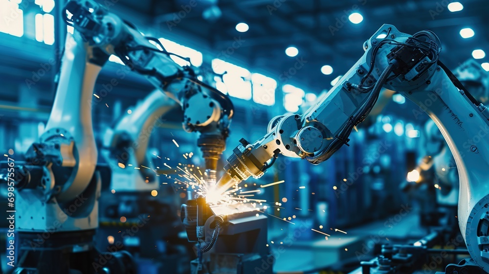 Poster welding robotics and digital manufacturing operation.manager engineer check and control automation r