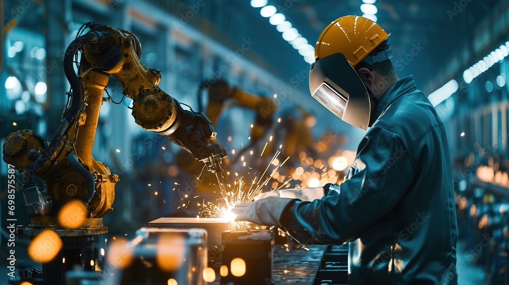 Poster welding robotics and digital manufacturing operation.manager engineer check and control automation r