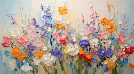 Fotobehang flower blossom oil painting style illustration, impasto technique, Generative Ai © QuietWord