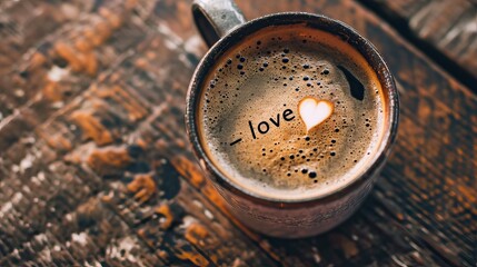 Tasse de café avec le mot " Hello " spécial Saint Valentin
