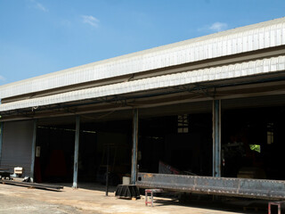 Fototapeta premium Factory industry manufacturing technology business plant production engineering equipment modern machine construction work building metal line warehouse terminal structure interior design storage 