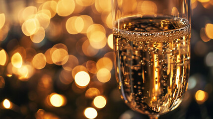 Bokeh effect with fizziness of champagne bubbles, AI Generated