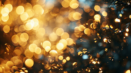 Golden bokeh effect for New Year Celebration, AI Generated
