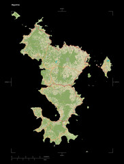 Mayotte shape on black. Topographic Map