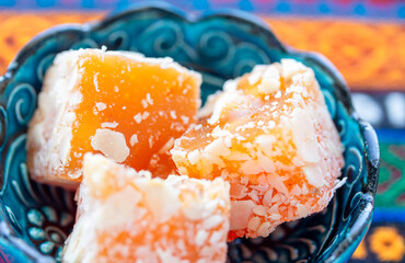 Turkish delight with almond nuts - 698578148