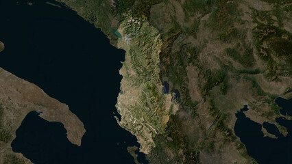Albania highlighted. Low-res satellite map