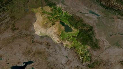 Armenia highlighted. Low-res satellite map © zelwanka